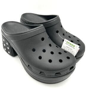 Croc Siren Studded Clog Men's 11 Women's 12.5 Black Platform Slip In Shoes NWT
